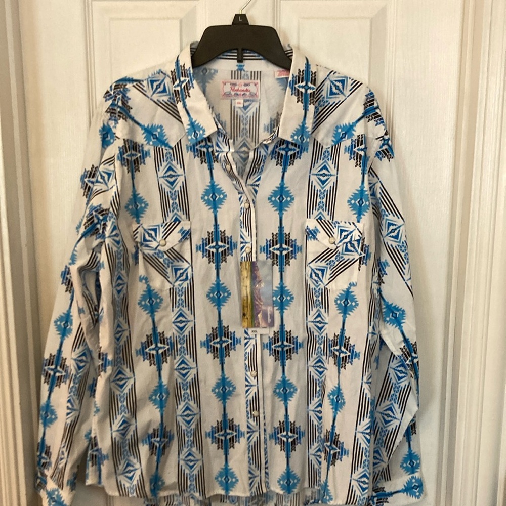 Western Tribal Print Long Sleeve Blouse Panhandle